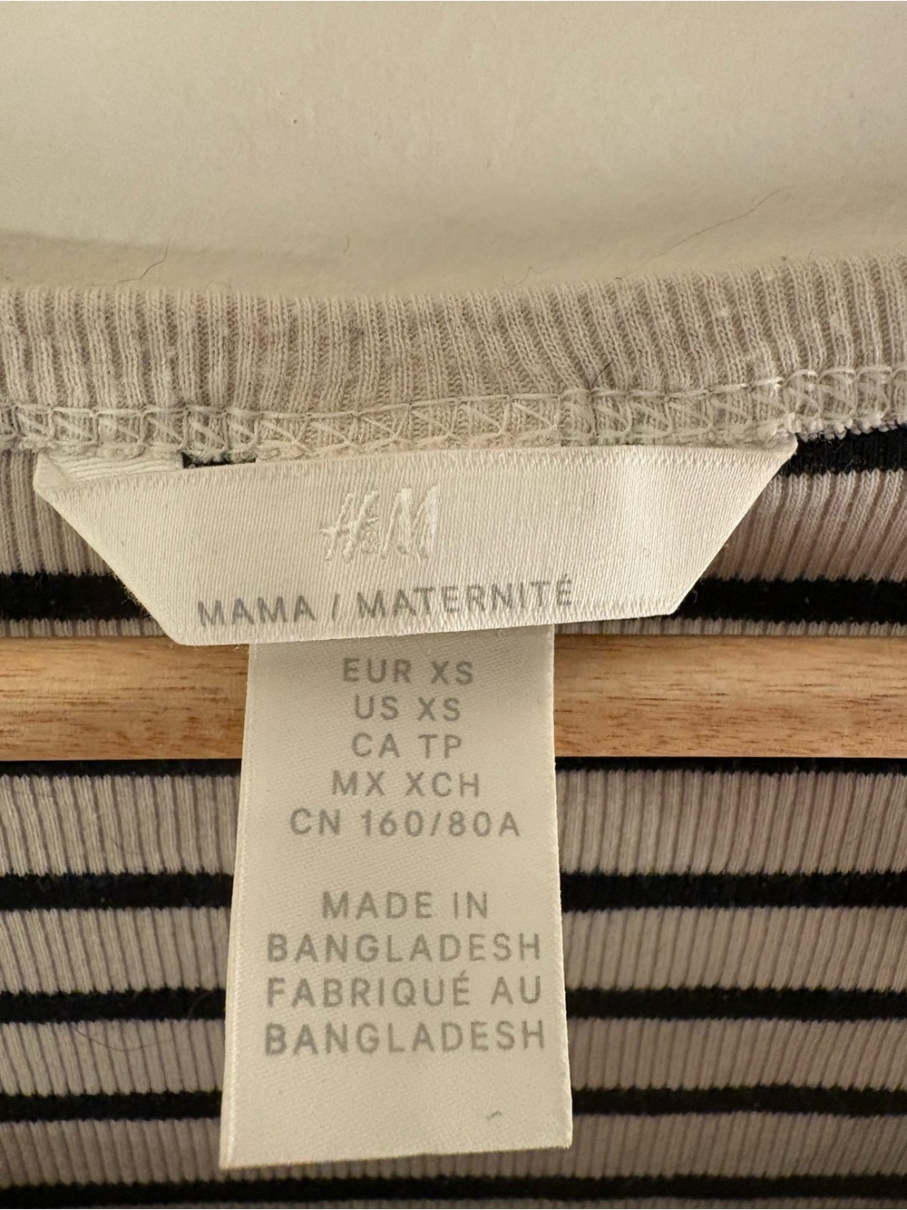H&M MAMA Striped Maternity Shirt in Cream and Black